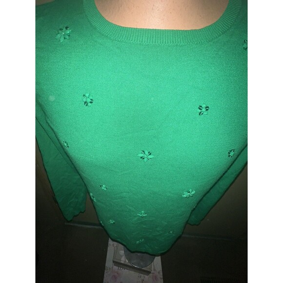 Women's Ruby Rd Green Beaded Long Sleeve Sweater Size Large - Picture 5 of 11